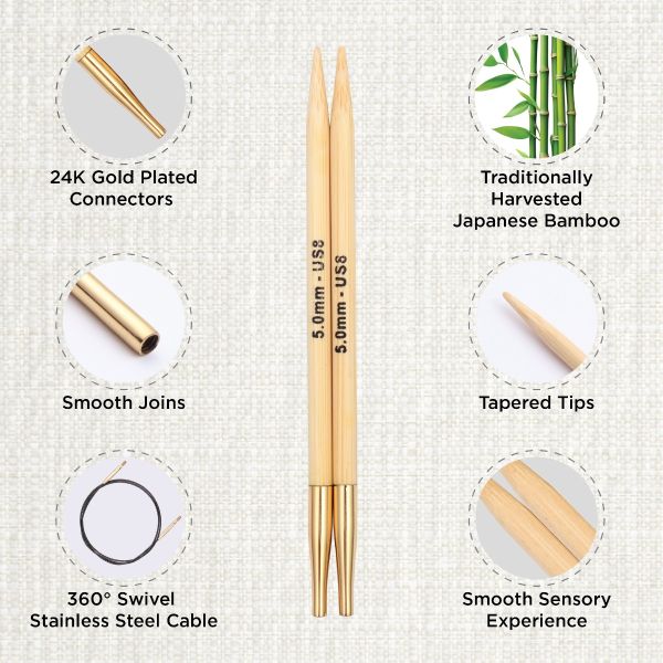 Bamboo Normal Interchangeable Needle Sets - 13cm (5”)