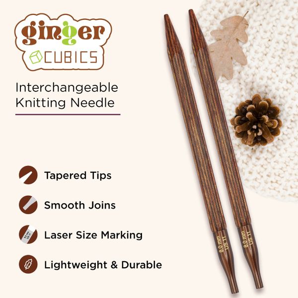 Ginger Cubics Normal Interchangeable Needle Sets - 13cm (5”)