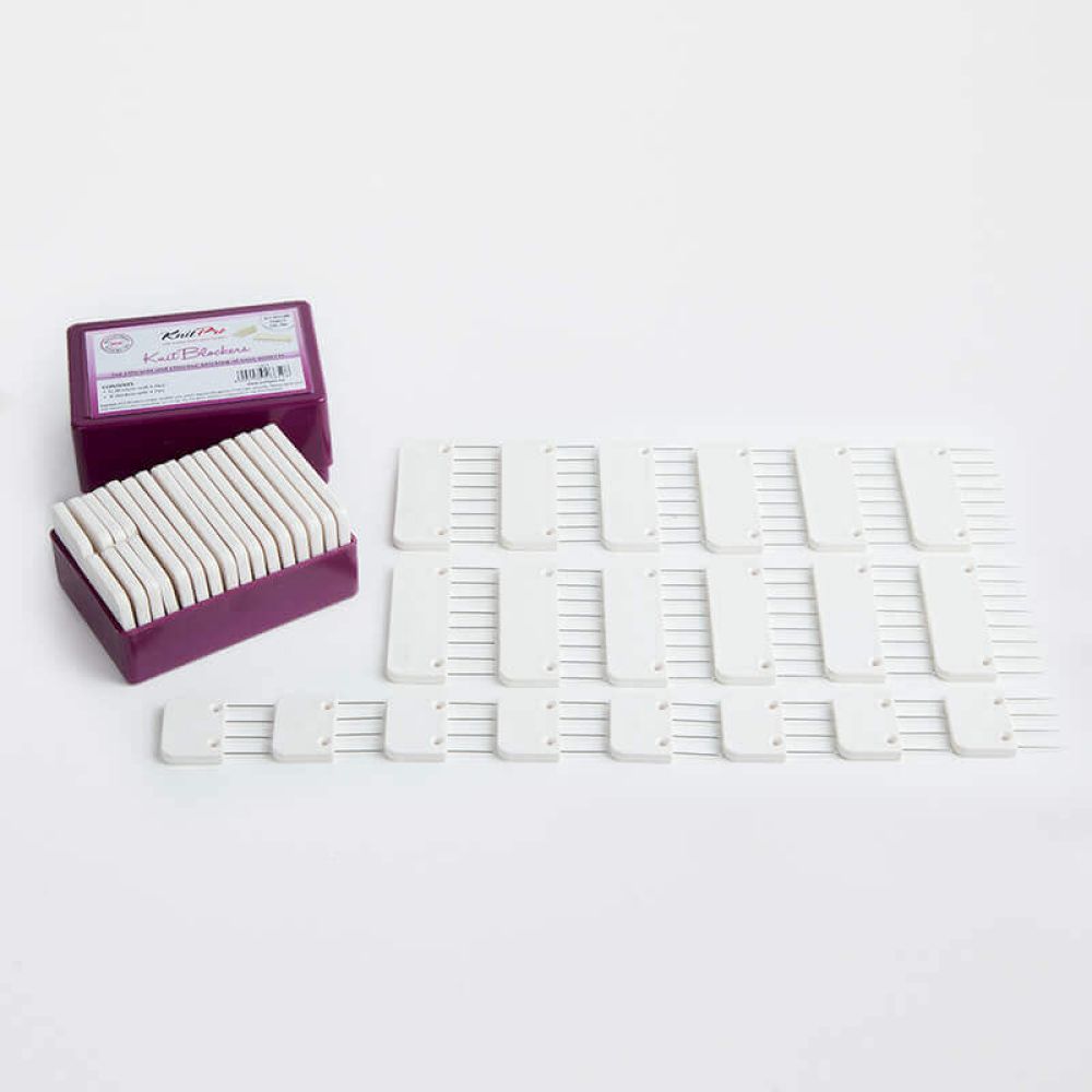 Complete KnitPro Original Knit Blocker set with 12 large and 8 small blockers