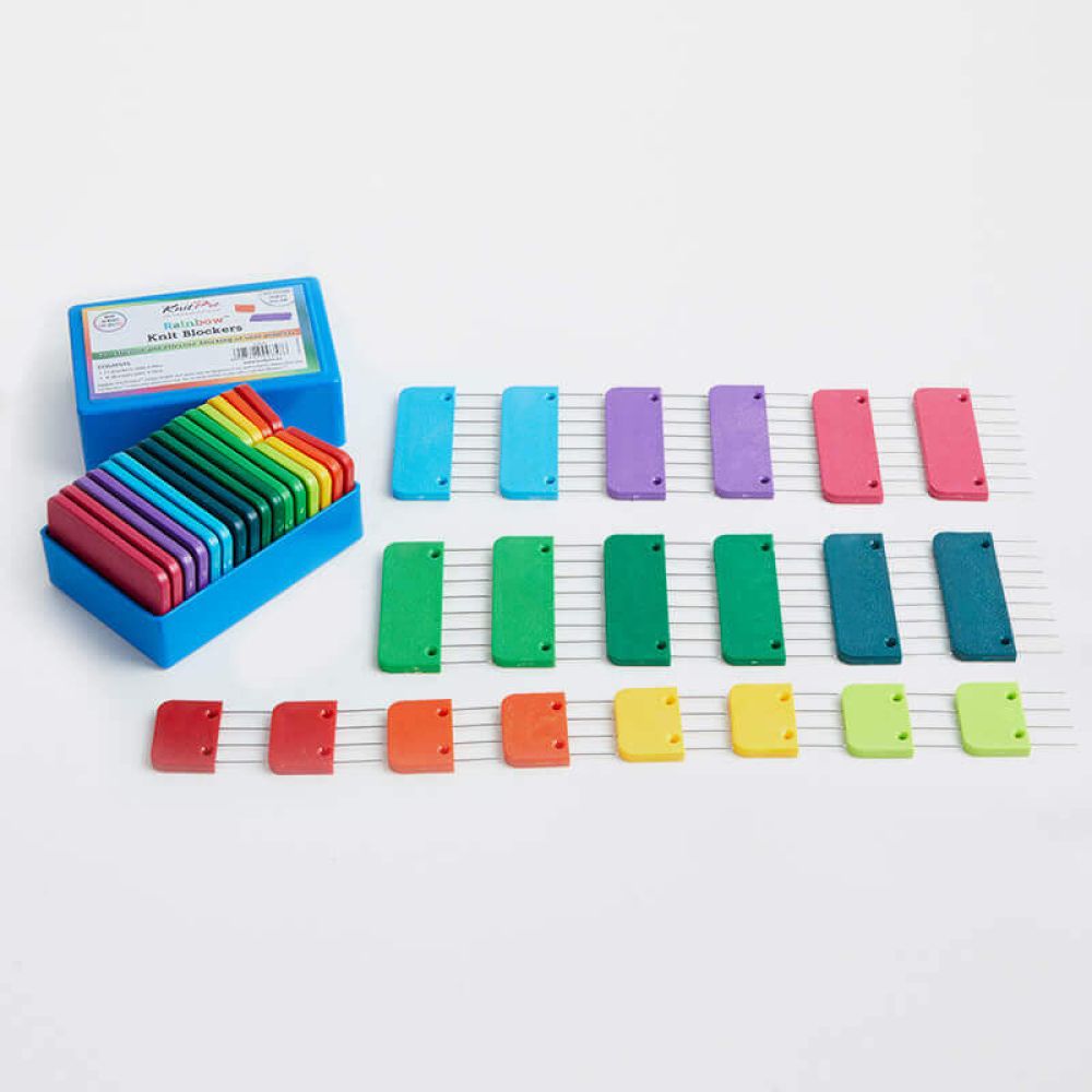 Complete KnitPro Rainbow Knit Blocker set with 12 large and 8 small blockers