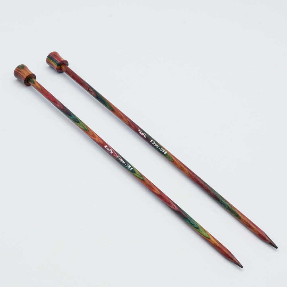 KnitPro Symfonie 2 30cm single pointed knitting needles in rainbow laminated birchwood