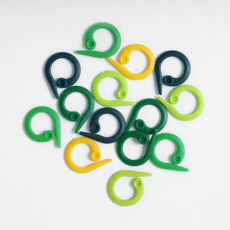 KnitPro MIO 10898 split ring stitch markers in assorted green and yellow shades