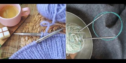 Stricken von glatt rechts mit Rundstricknadeln