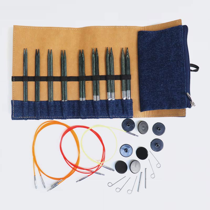 Interchangeable Circular Needle Set Indigo Wood