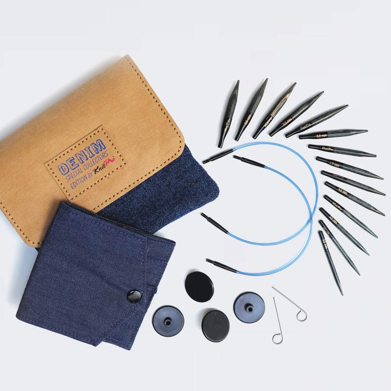 Interchangeable Circular Needle Set Indigo Wood 
