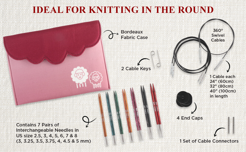 Knitpro Dreamz Interchangeable Needle Midi Set - 13cm (5 inch)
