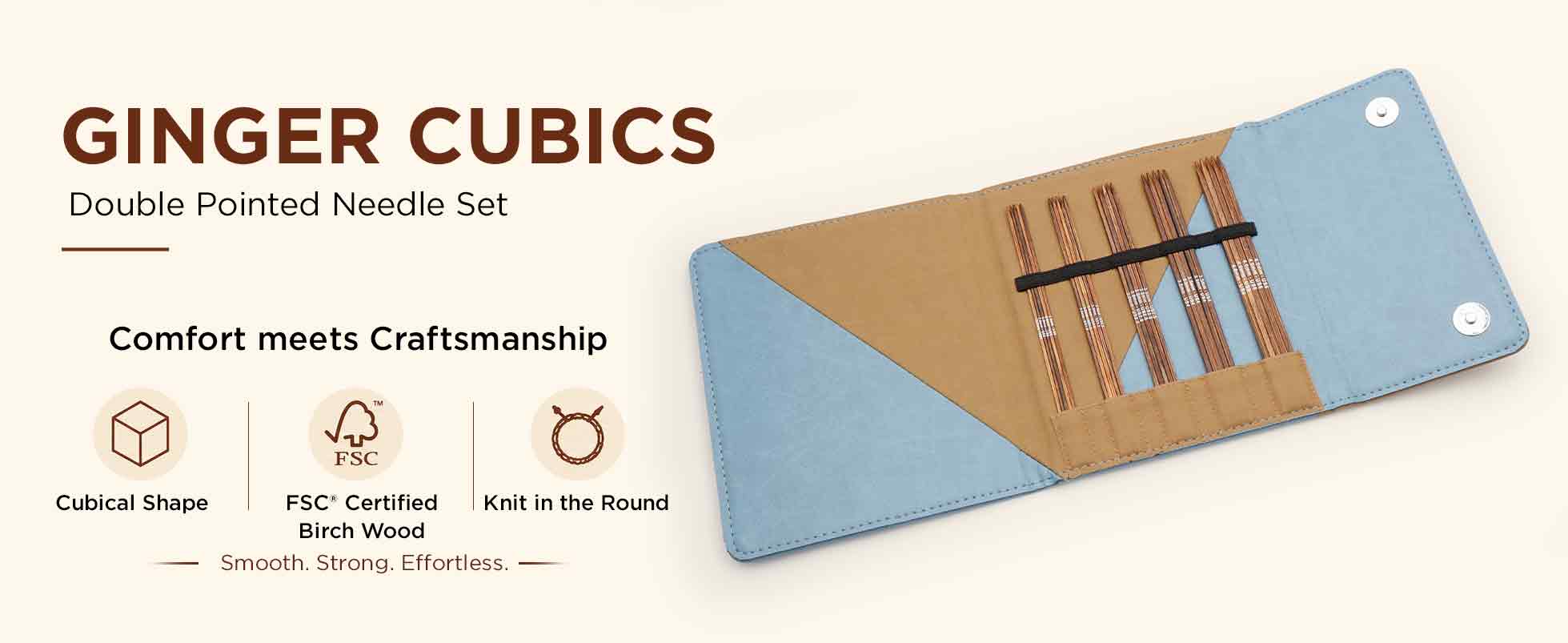KnitPro Ginger Cubics Double Pointed Knitting Needle Set