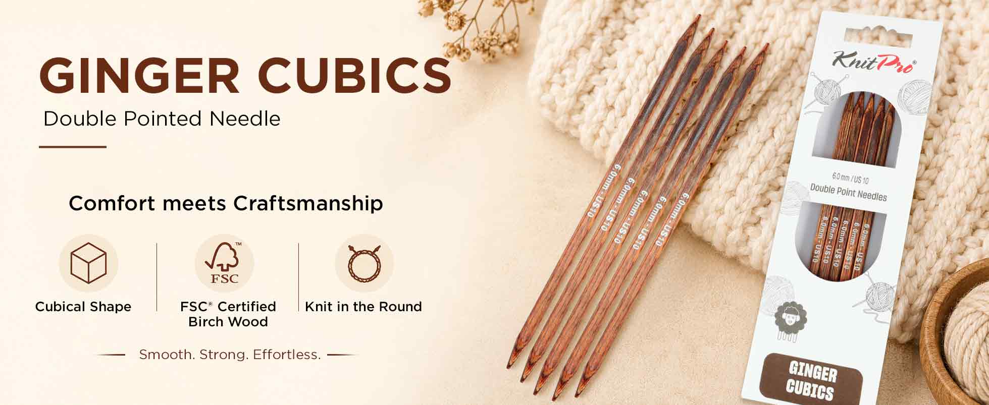 KnitPro Ginger Cubics Double Pointed Needles