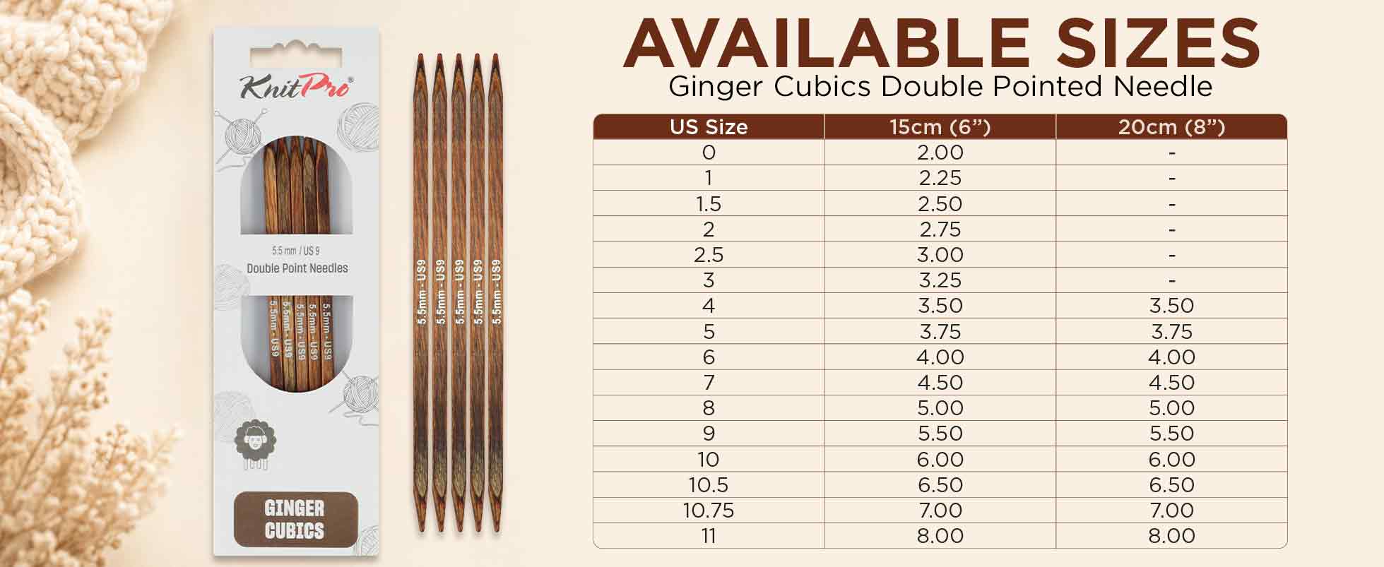 KnitPro Ginger Cubics Double Pointed Needles