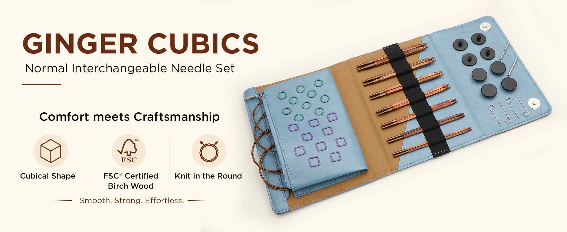 KnitPro Ginger Cubics Normal Interchangeable Needle Sets - 13cm (5”)