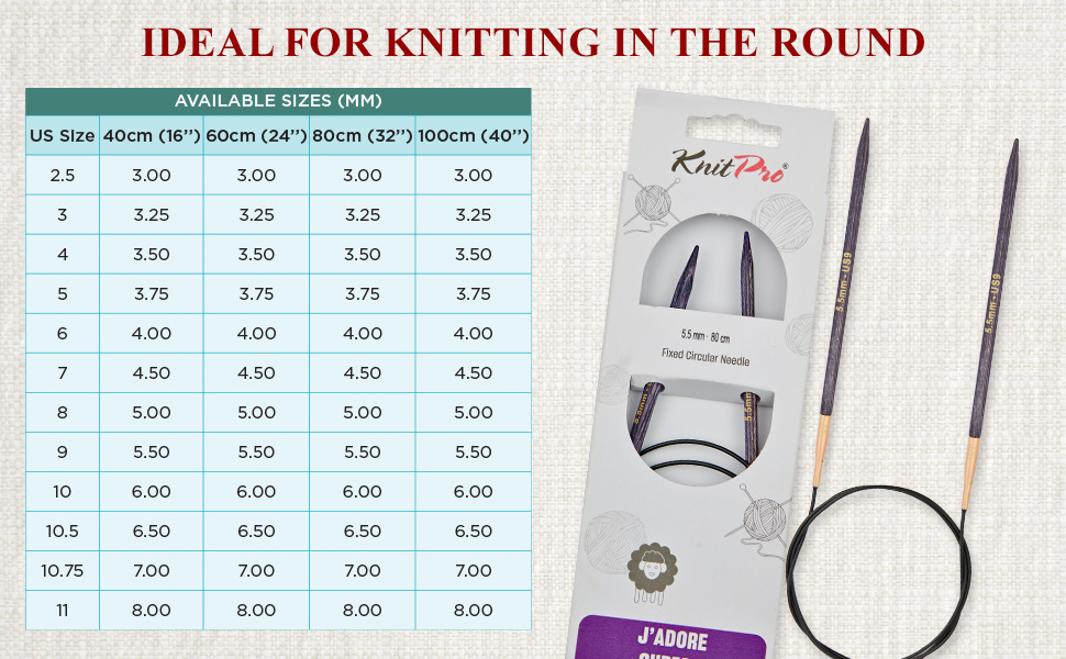 KnitPro J’adore Cubics Fixed Circular Needles