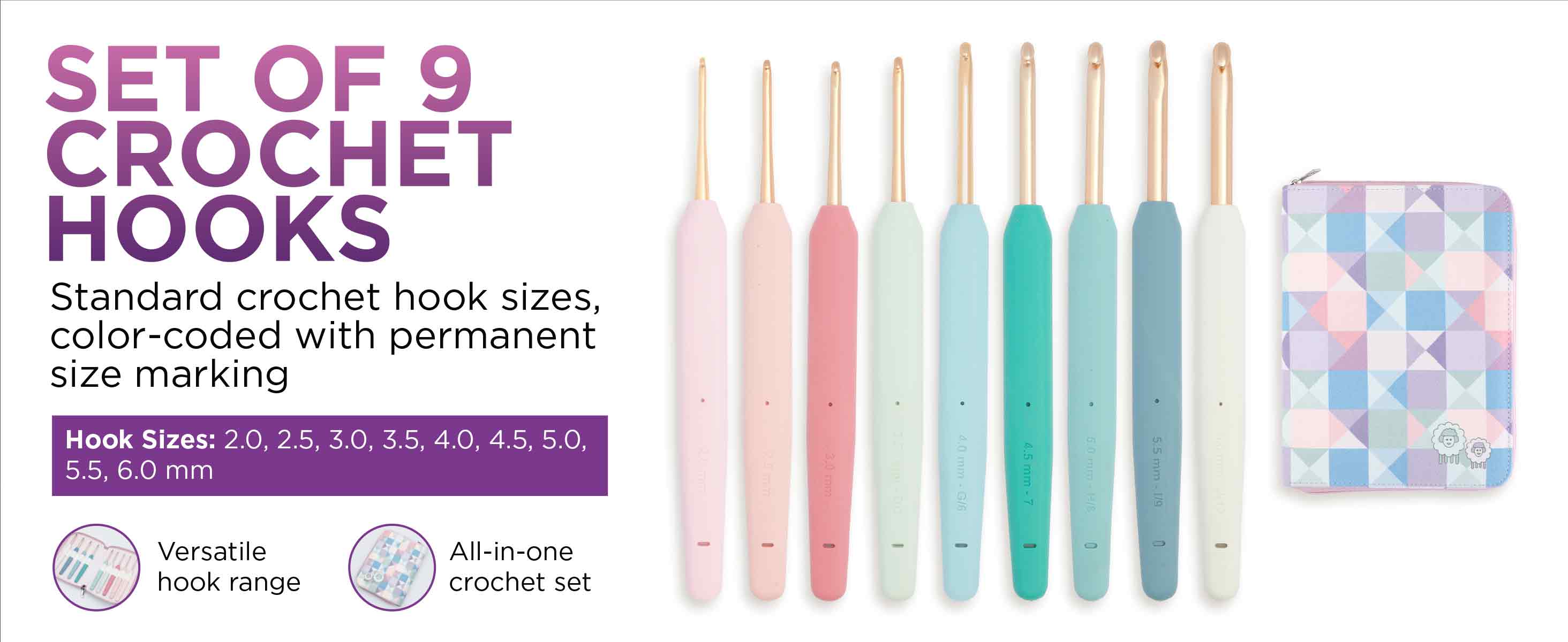knitpro Vybe Single Ended Crochet Hooks Set